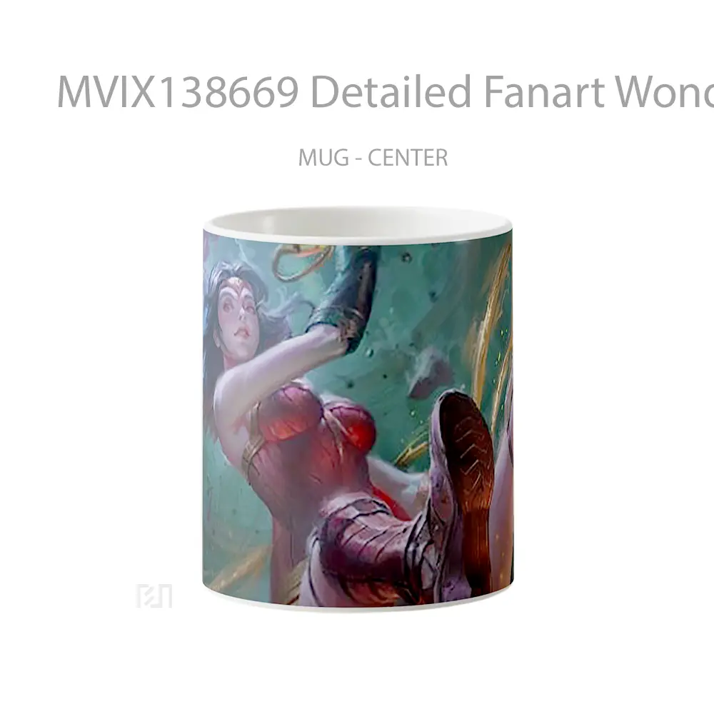 Mug Detailed Fanart Wonder Woman Gelas Superhero