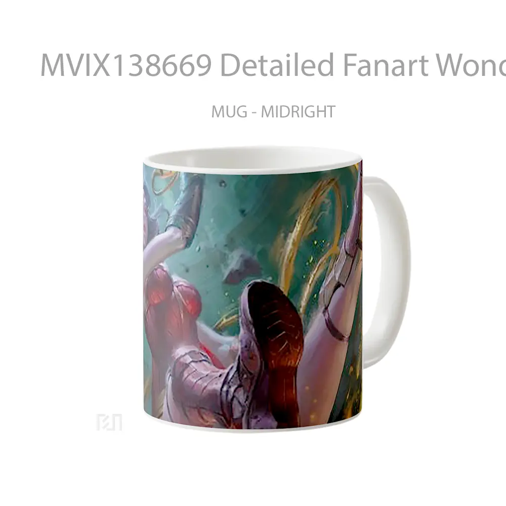 Mug Detailed Fanart Wonder Woman Gelas Superhero - All-side / Desain