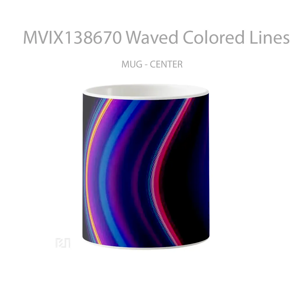 Mug Waved Colored Lines Gelas Keramik Unik