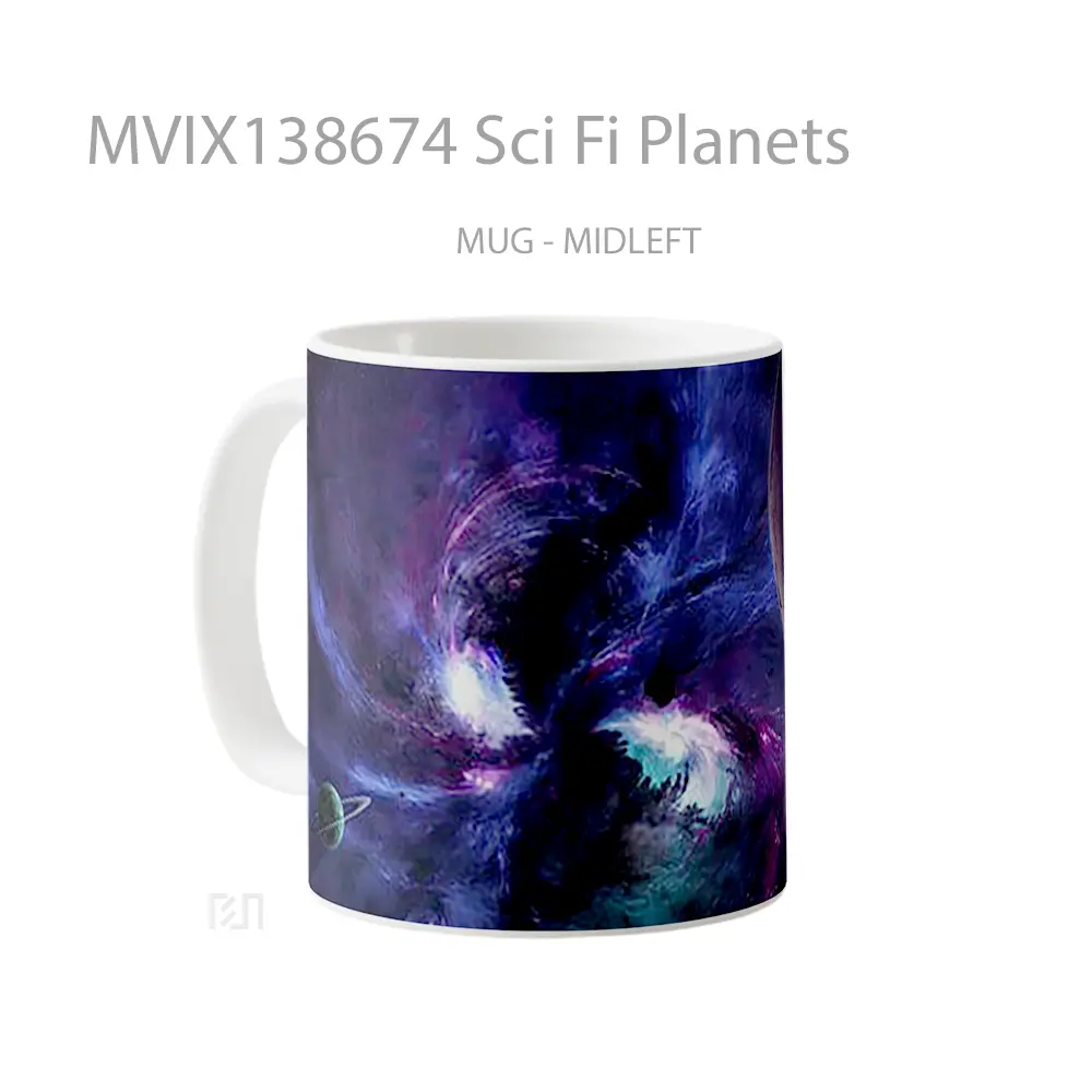 Mug Sci Fi Planets Gelas Astronomi - All-side / Desain
