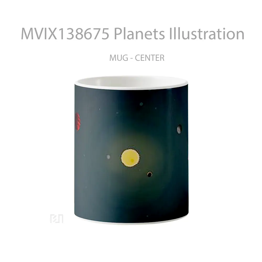 Mug Planets Illustration Gelas Seni Modern