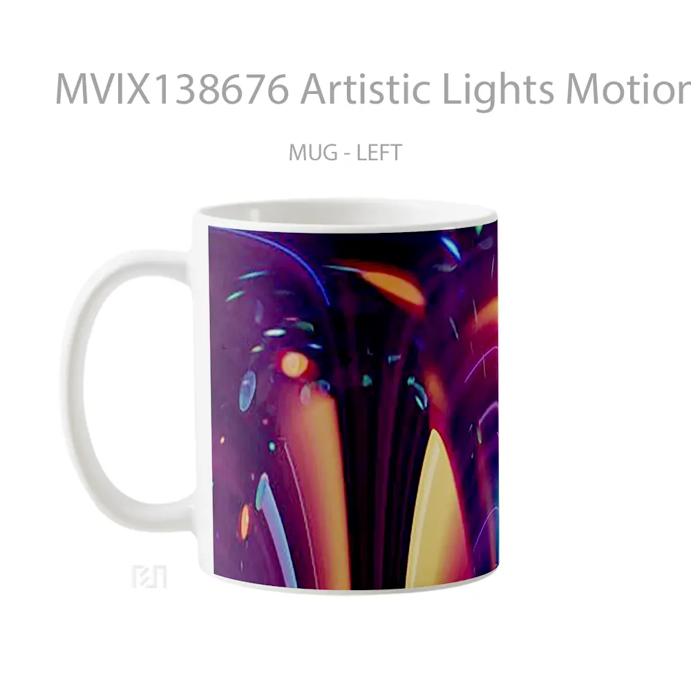 Mug Artistic Lights Motion Gelas Keramik Unik - All-side / Desain