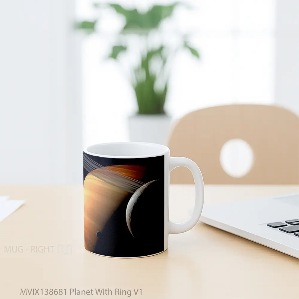 Mug Planet With Ring V1 Gelas Astronomi - All-side / Desain