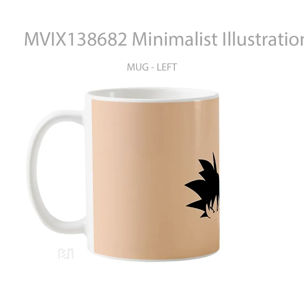 Mug Minimalist Illustration Of Goku Cangkir Anime - All-side / Desain