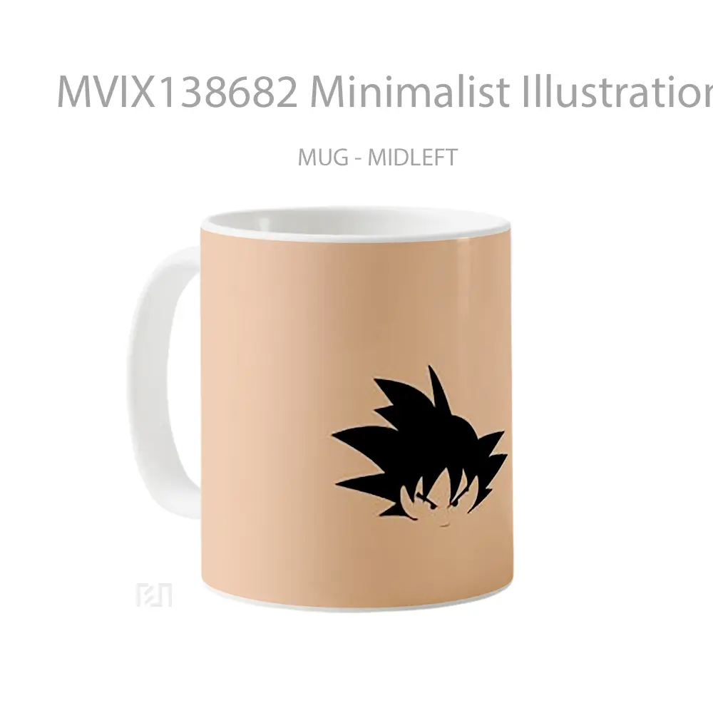 Mug Minimalist Illustration Of Goku Cangkir Anime - All-side / Desain