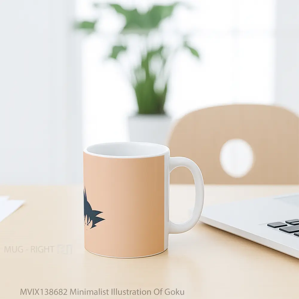 Mug Minimalist Illustration Of Goku Cangkir Anime - All-side / Desain