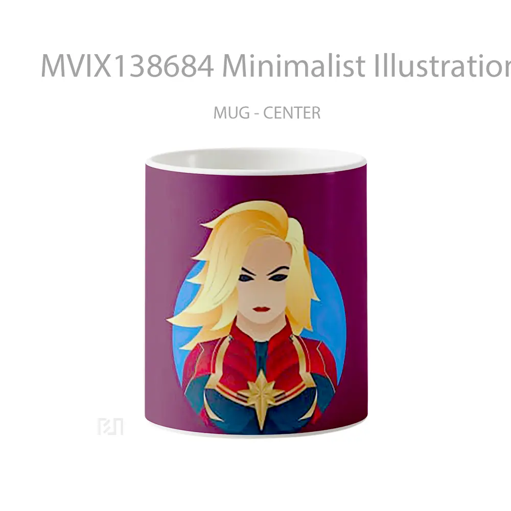 Mug Minimalist Illustration Of Captain Marvel Gelas Superhero