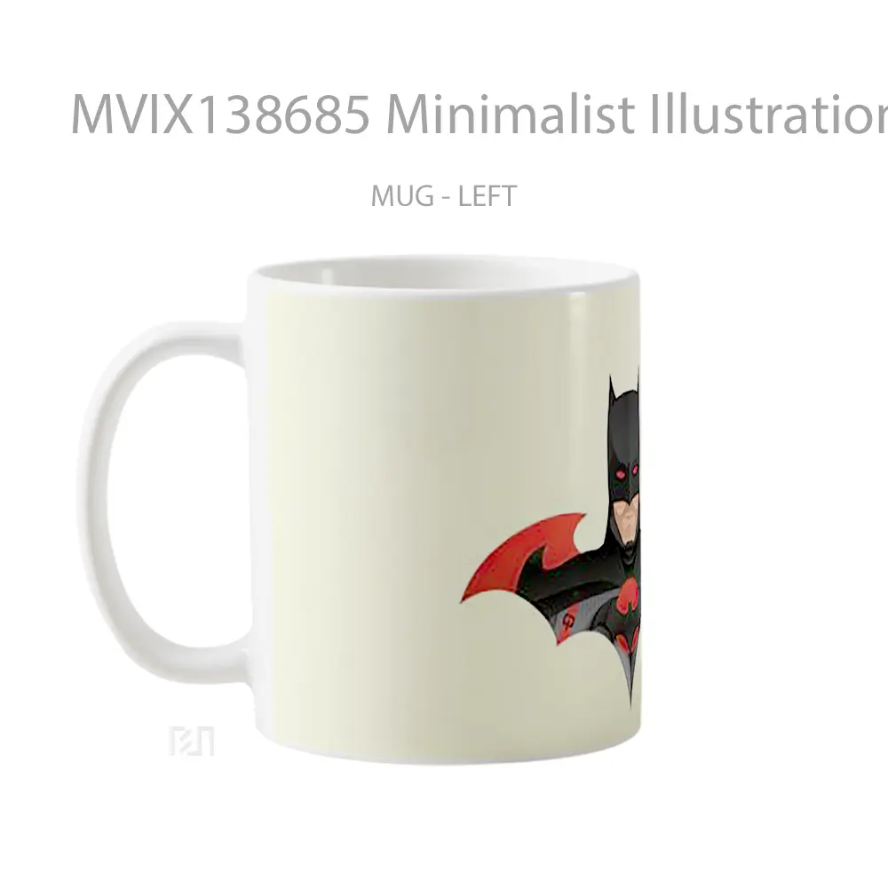 Mug Minimalist Illustration Of Batman Gelas Superhero - All-side / Desain