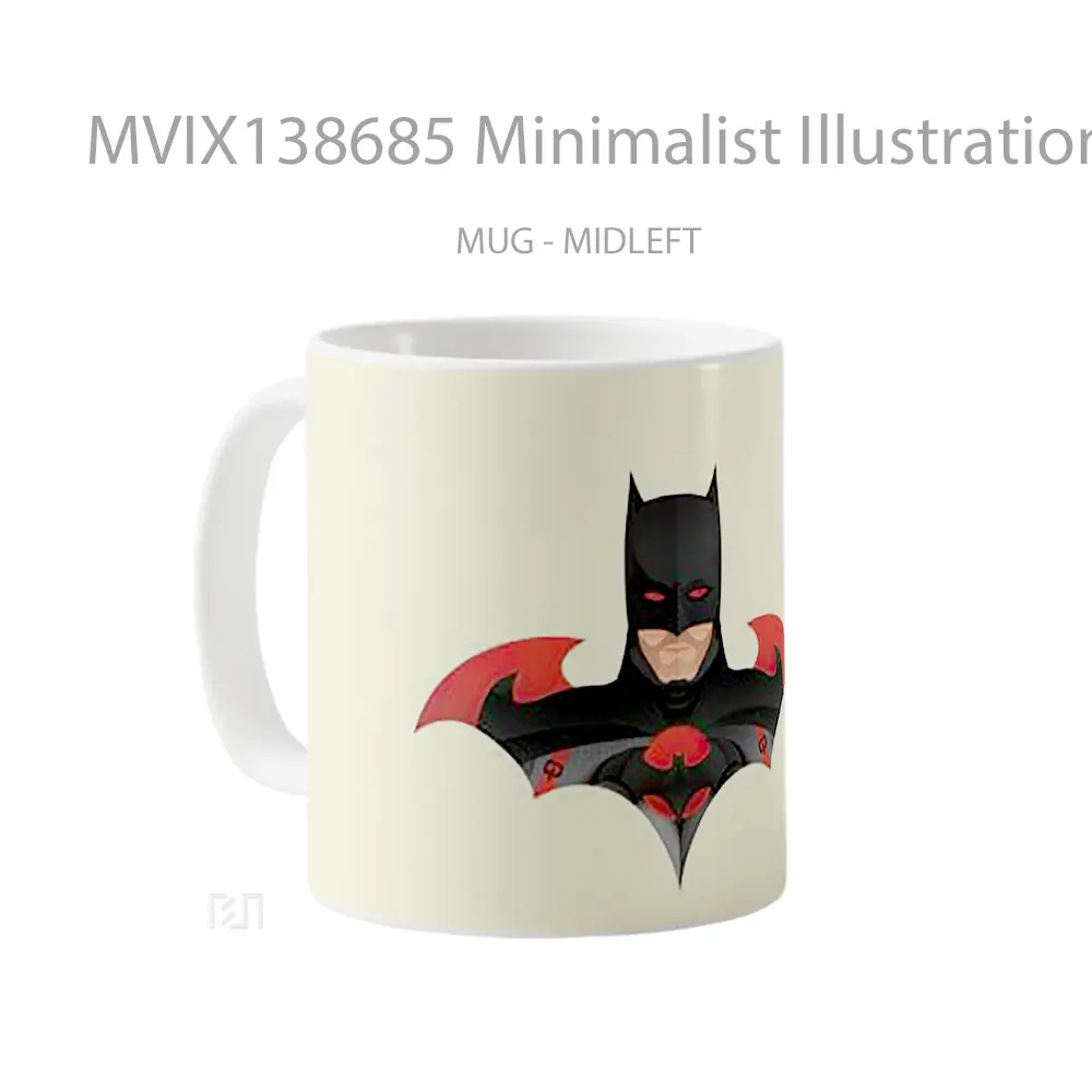 Mug Minimalist Illustration Of Batman Gelas Superhero - All-side / Desain