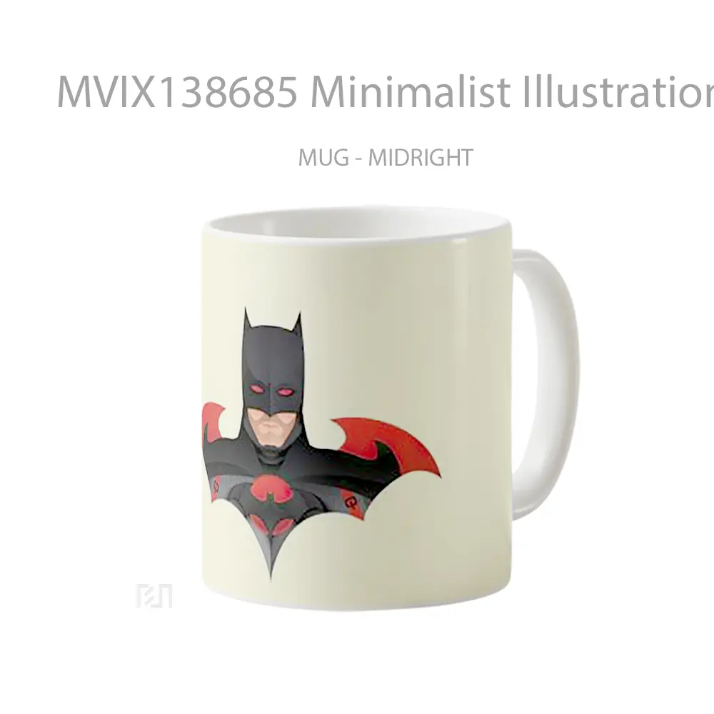 Mug Minimalist Illustration Of Batman Gelas Superhero - All-side / Desain
