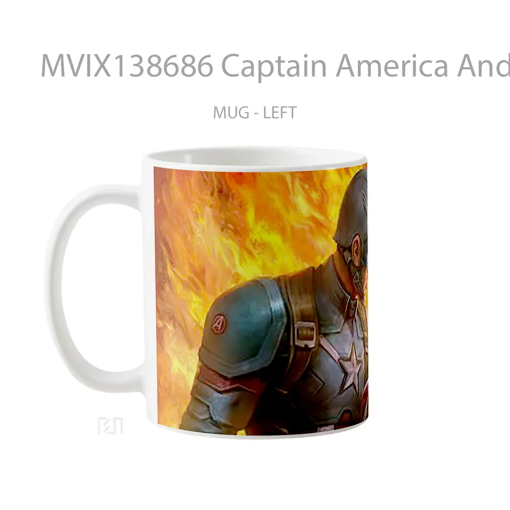 Mug Captain America And Wonder Woman Gelas Superhero - All-side / Desain