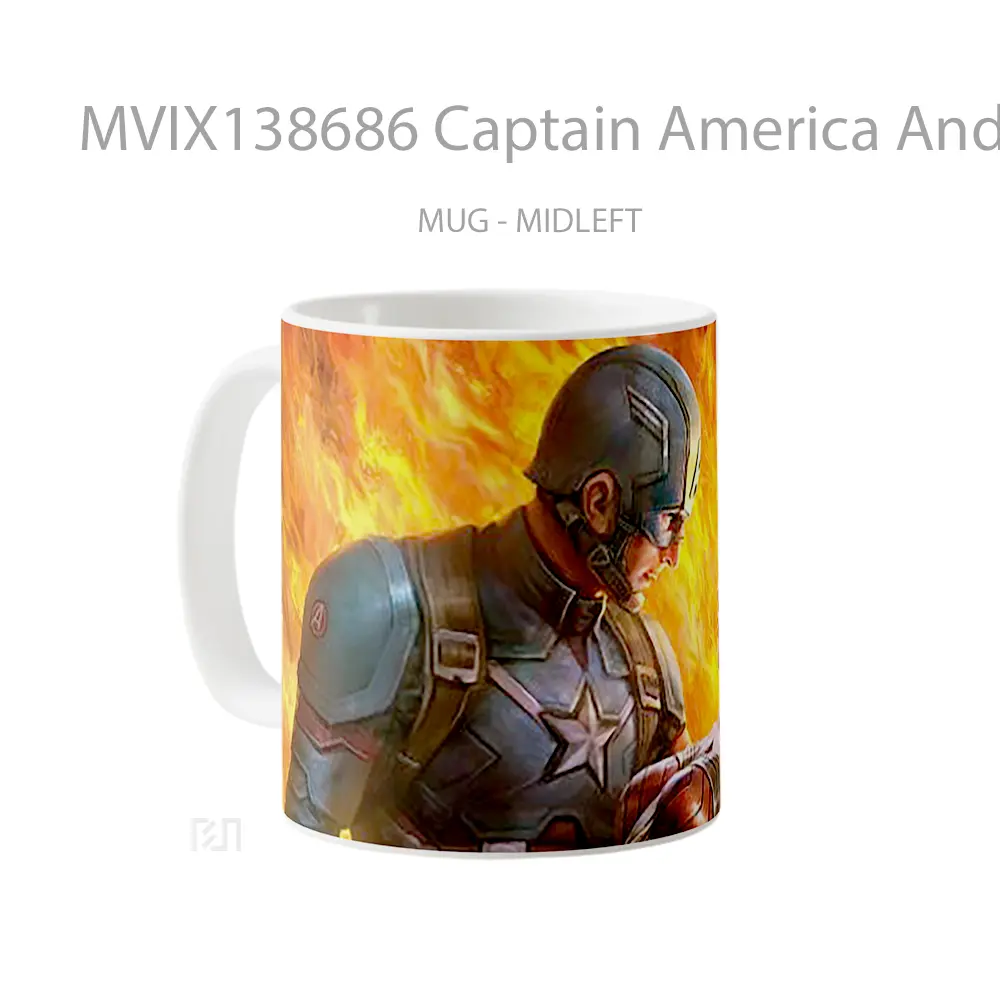 Mug Captain America And Wonder Woman Gelas Superhero - All-side / Desain