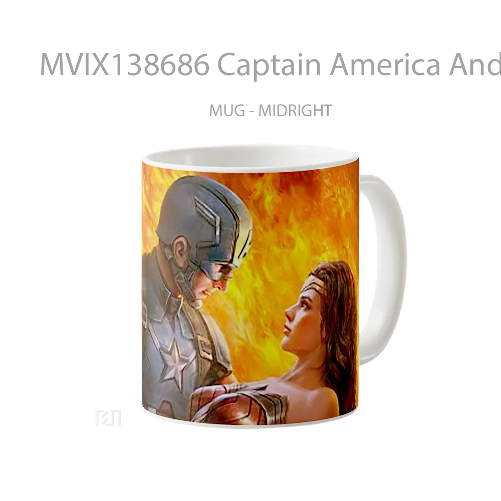 Mug Captain America And Wonder Woman Gelas Superhero - All-side / Desain
