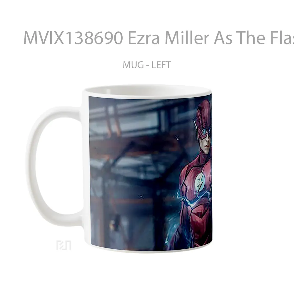 Mug Ezra Miller As The Flash Gelas Superhero - All-side / Desain