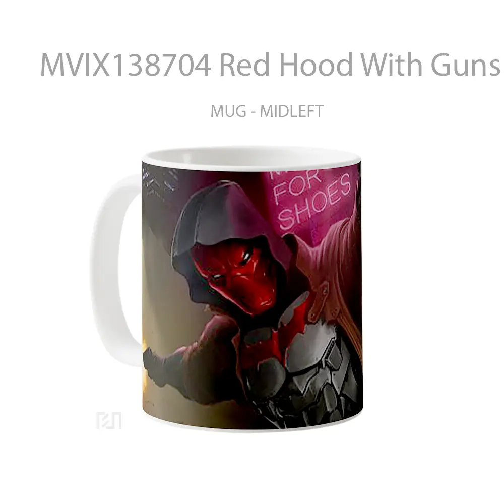 Mug Red Hood With Guns Gelas Superhero - All-side / Desain