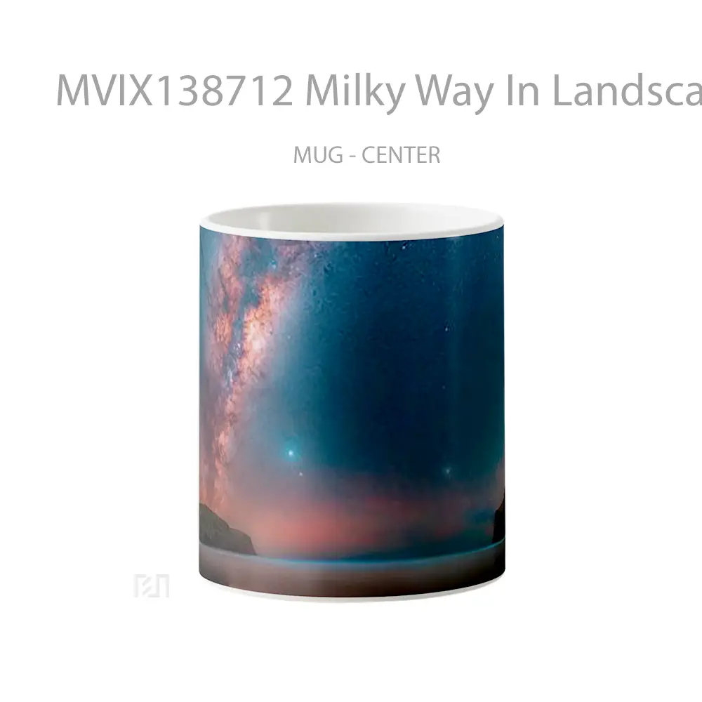 Mug Milky Way In Landscape With Lake And Mountains Gelas Pemandangan Alam