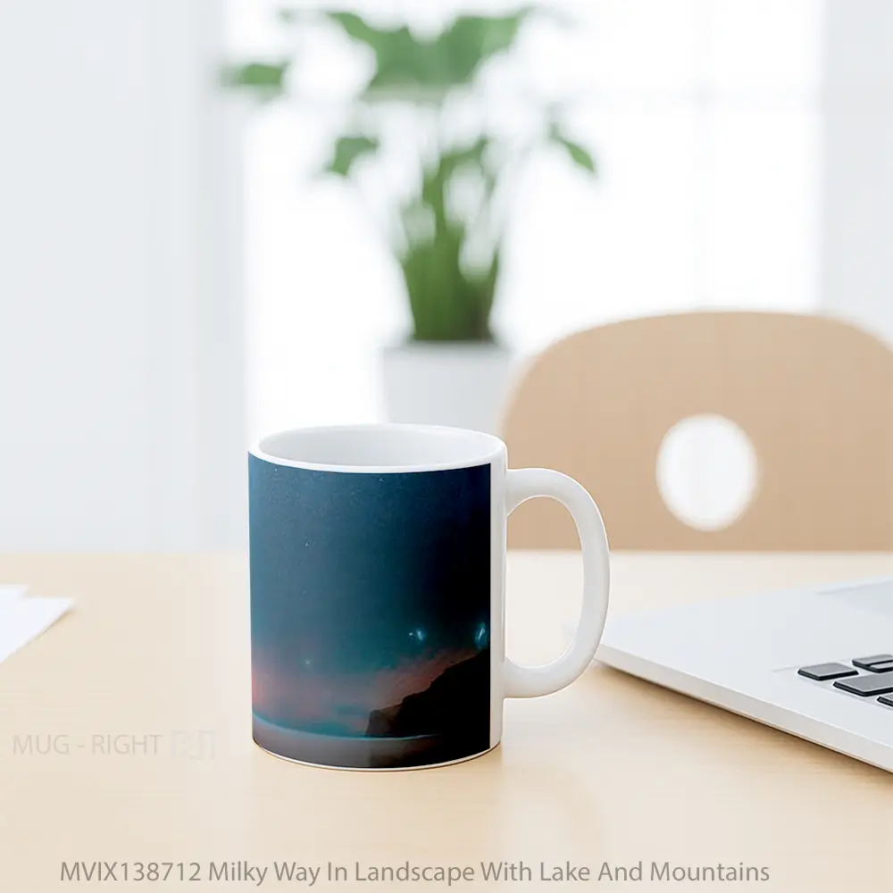 Mug Milky Way In Landscape With Lake And Mountains Gelas Pemandangan Alam - All-side / Desain