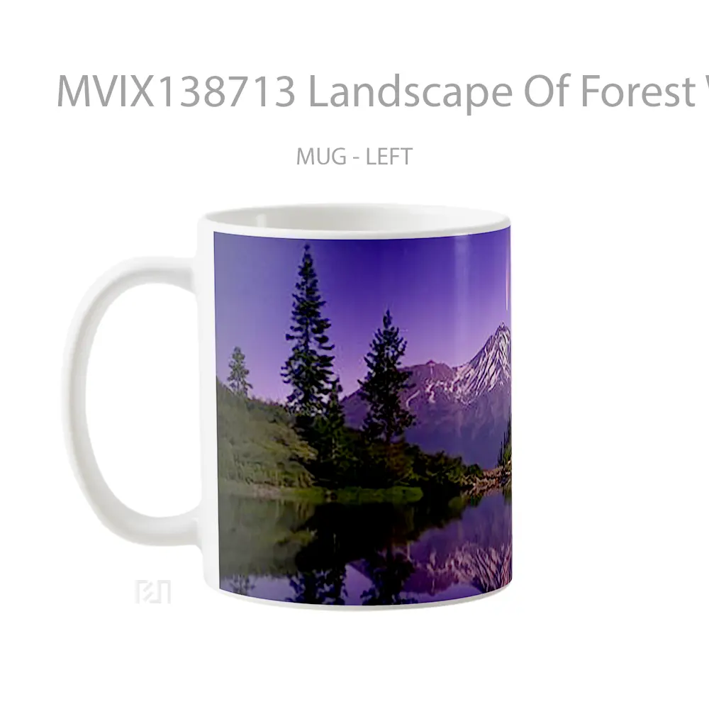 Mug Landscape Of Forest With Mountains And Lake Gelas Pemandangan Alam - All-side / Desain