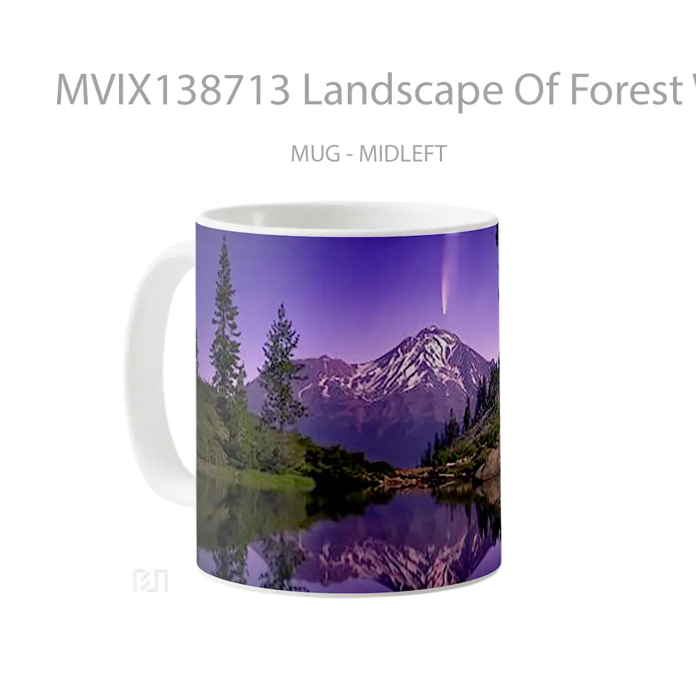 Mug Landscape Of Forest With Mountains And Lake Gelas Pemandangan Alam - All-side / Desain