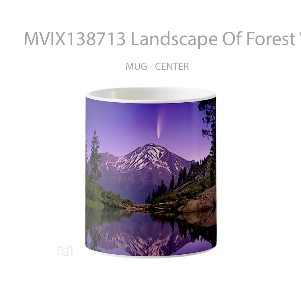 Mug Landscape Of Forest With Mountains And Lake Gelas Pemandangan Alam