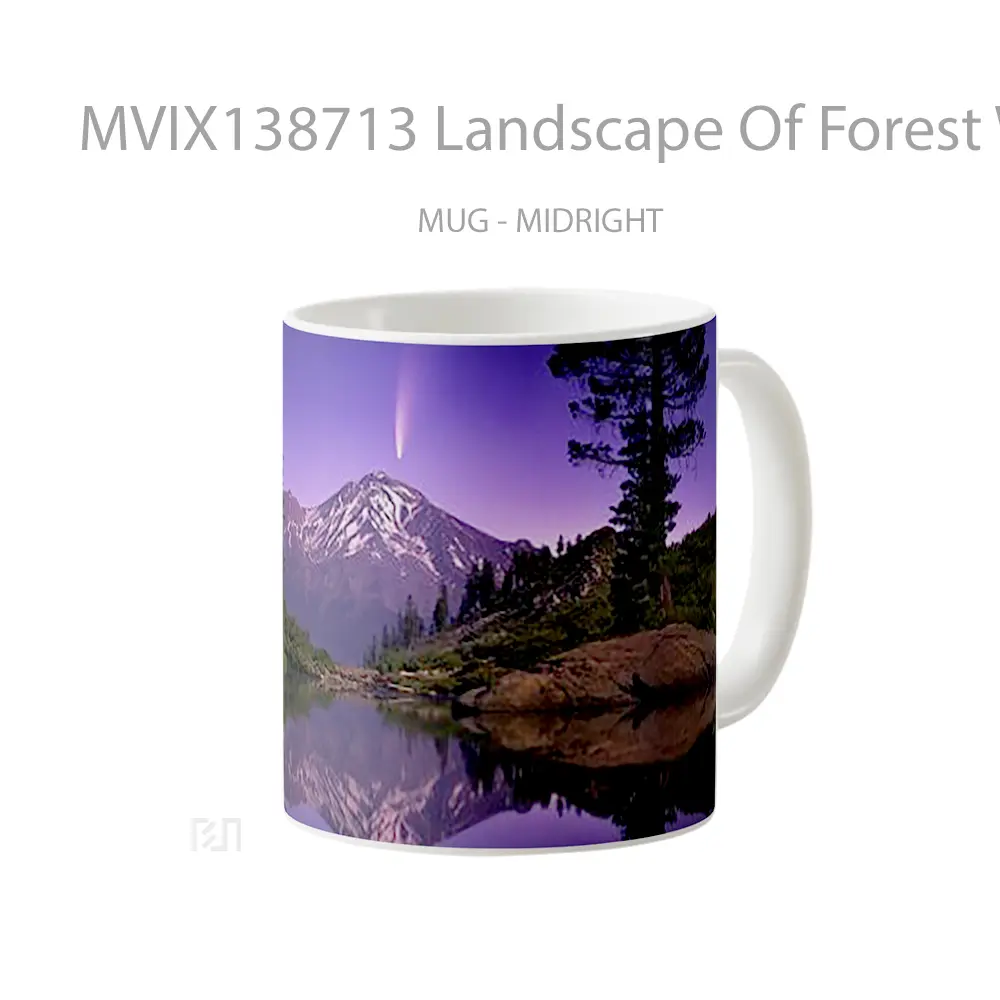 Mug Landscape Of Forest With Mountains And Lake Gelas Pemandangan Alam - All-side / Desain