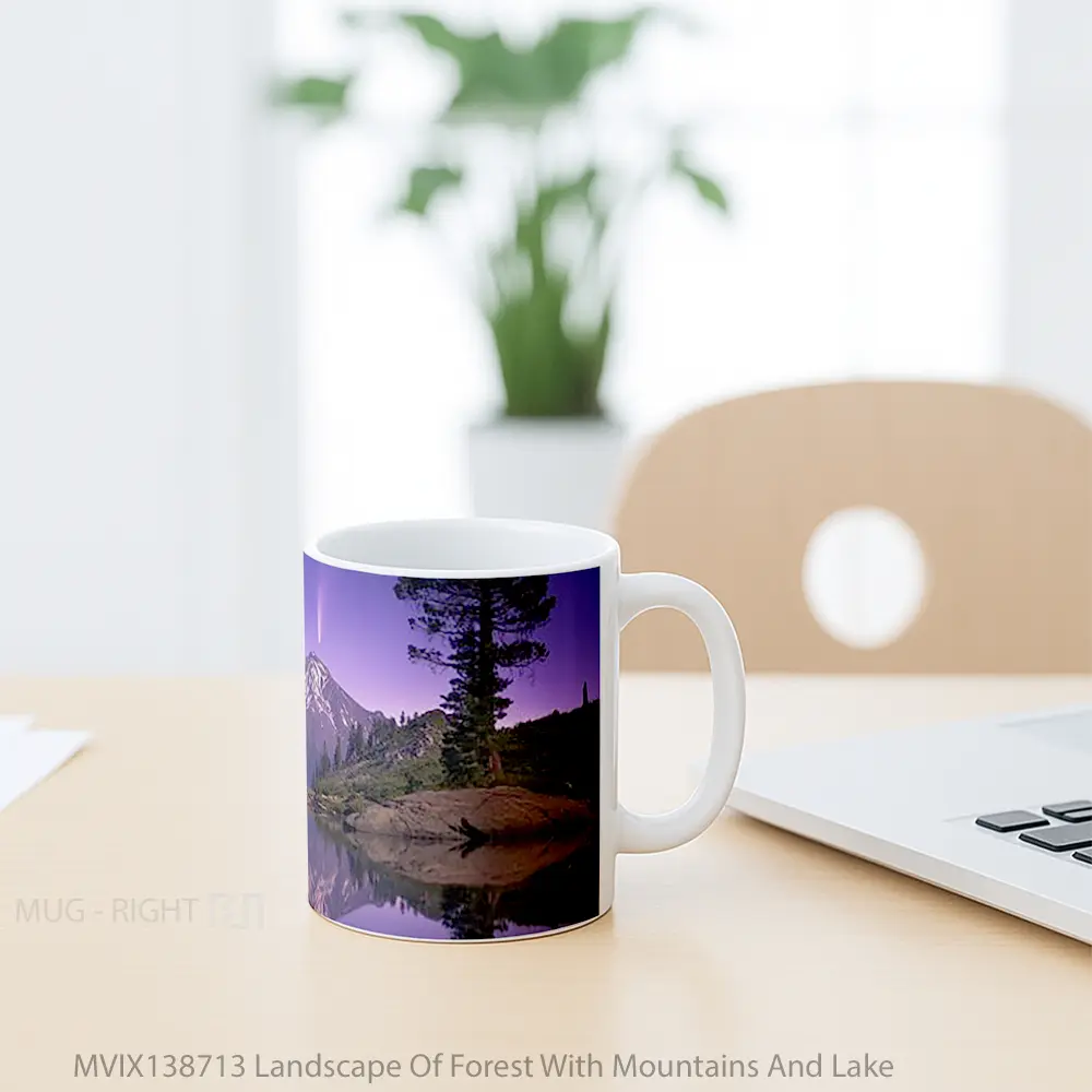 Mug Landscape Of Forest With Mountains And Lake Gelas Pemandangan Alam - All-side / Desain