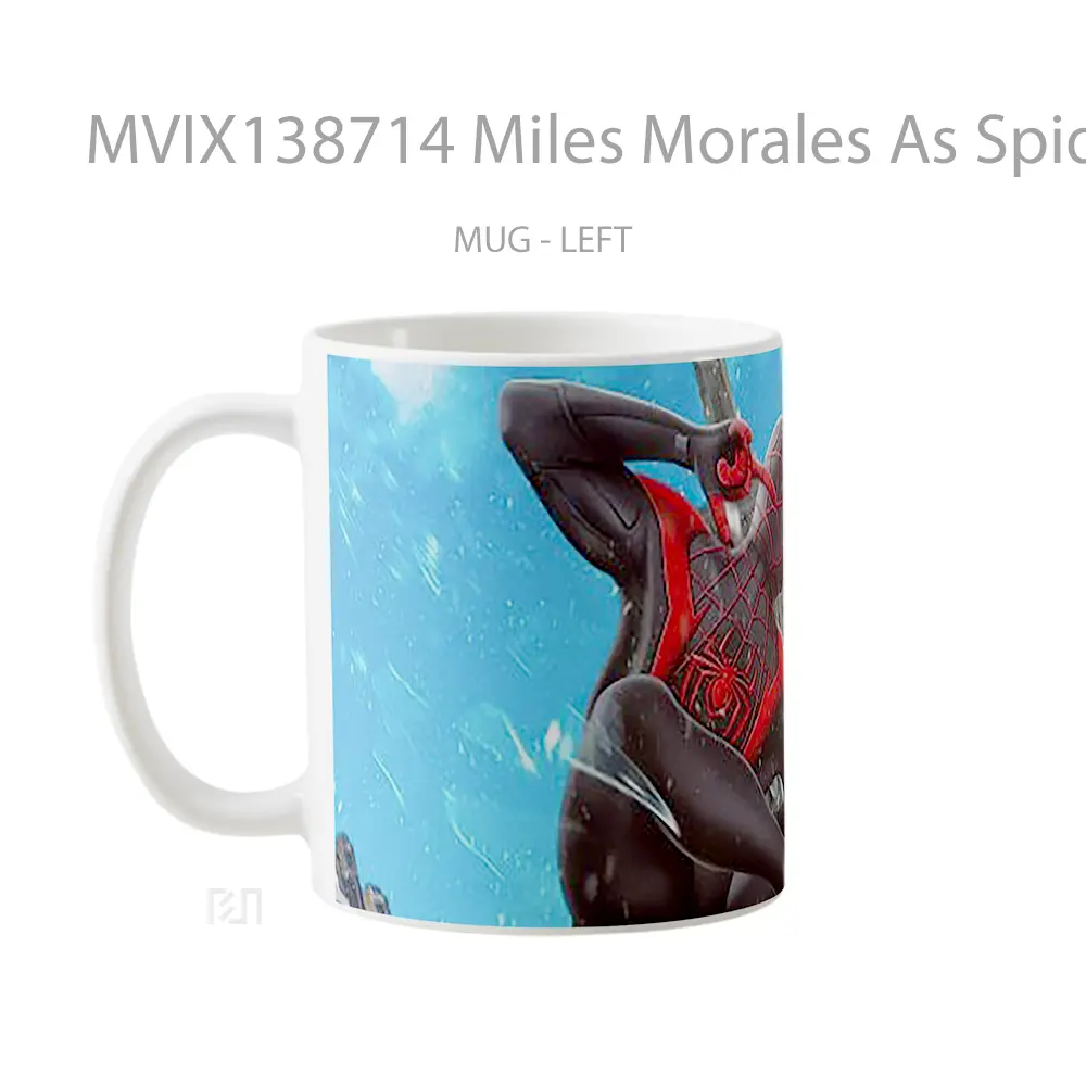 Mug Miles Morales As Spiderman With Black Suit Gelas Superhero - All-side / Desain