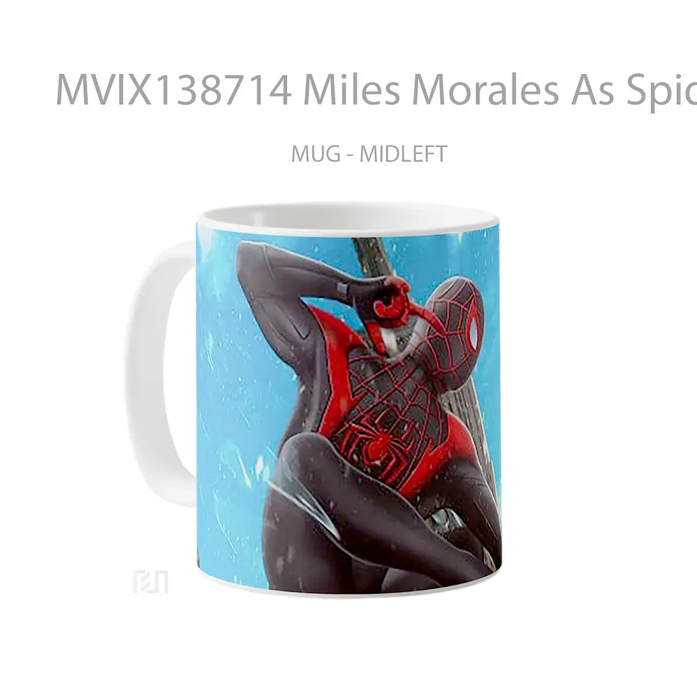 Mug Miles Morales As Spiderman With Black Suit Gelas Superhero - All-side / Desain