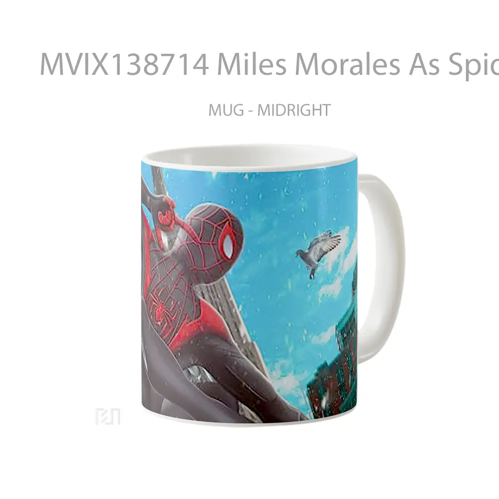 Mug Miles Morales As Spiderman With Black Suit Gelas Superhero - All-side / Desain