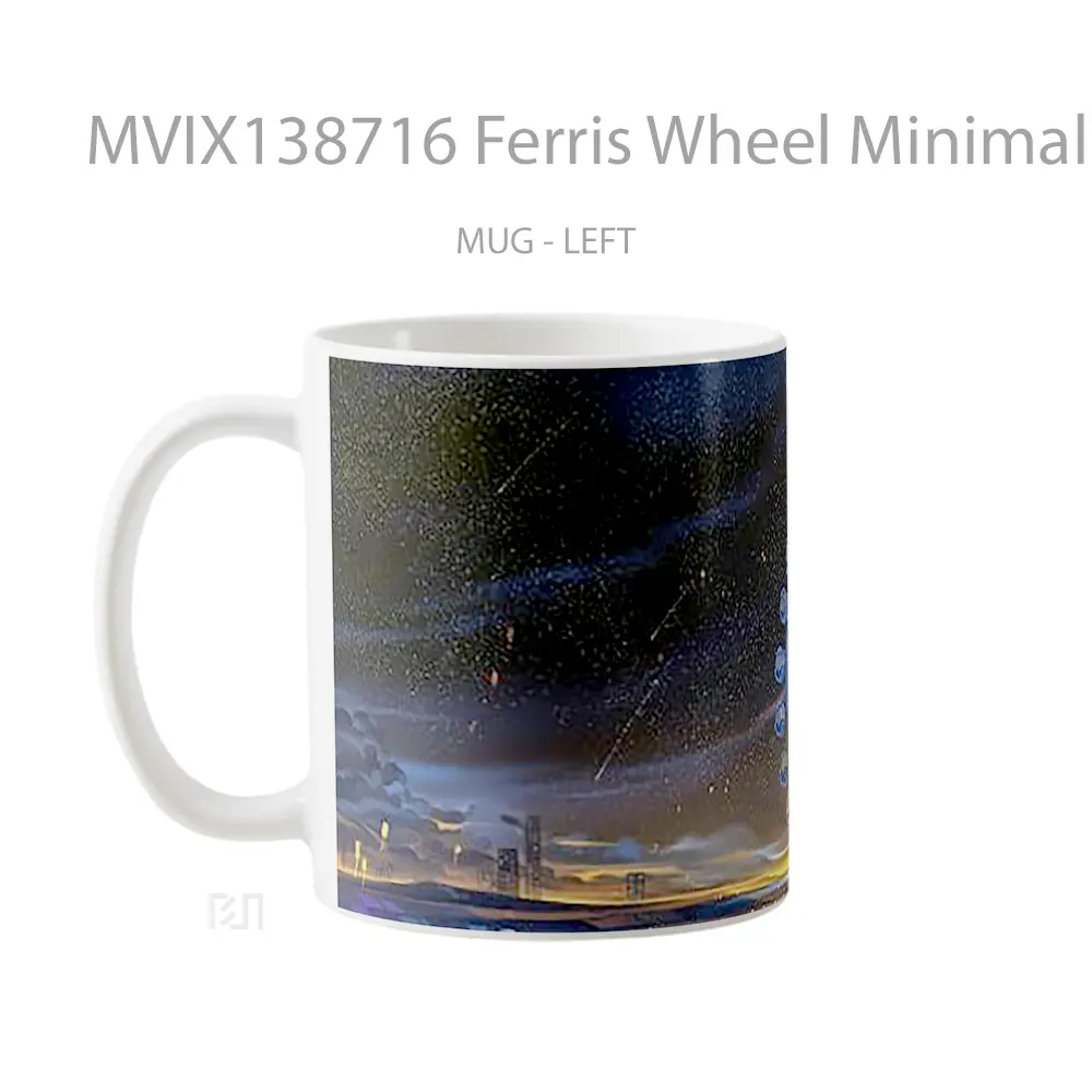 Mug Ferris Wheel Minimal Art Gelas Keramik Unik - All-side / Desain