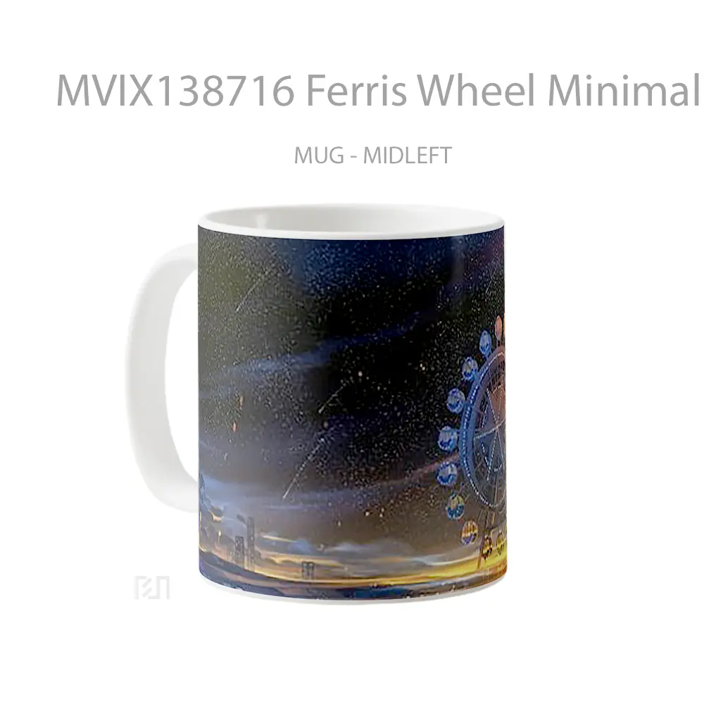 Mug Ferris Wheel Minimal Art Gelas Keramik Unik - All-side / Desain