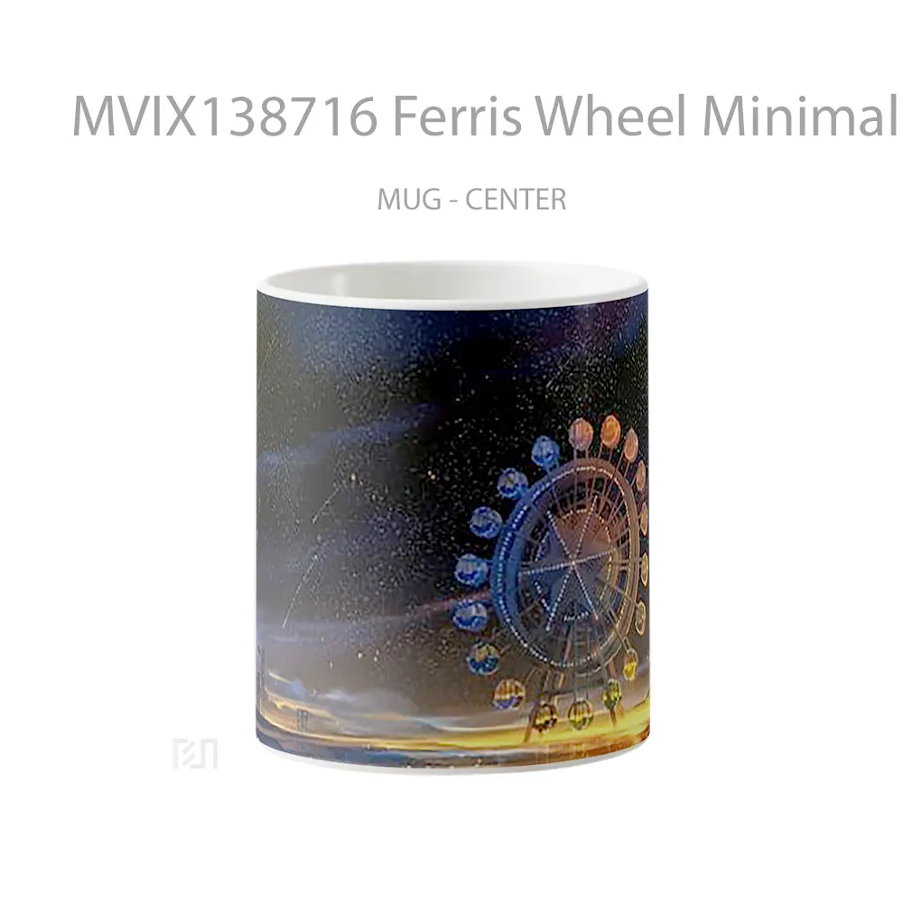 Mug Ferris Wheel Minimal Art Gelas Keramik Unik