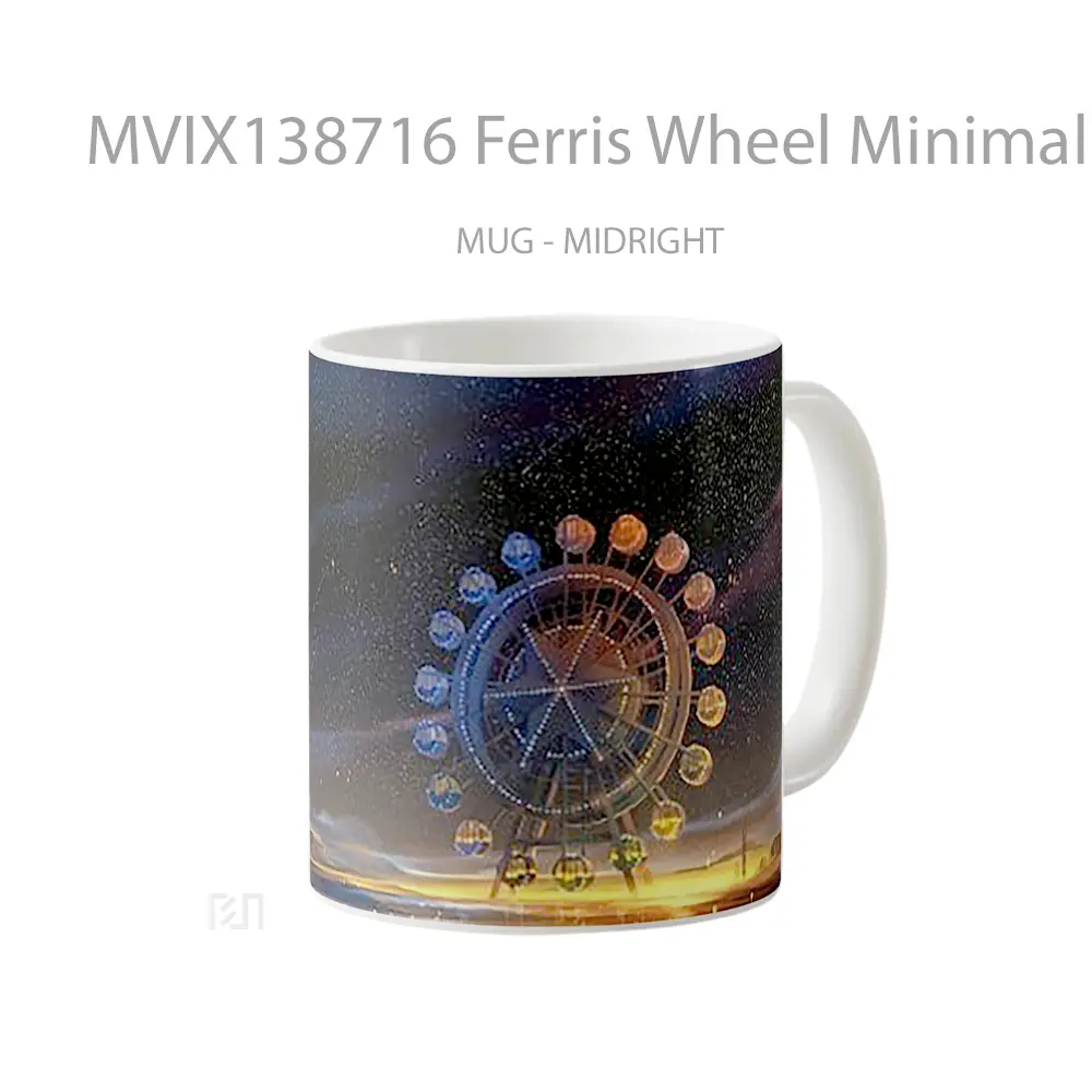 Mug Ferris Wheel Minimal Art Gelas Keramik Unik - All-side / Desain