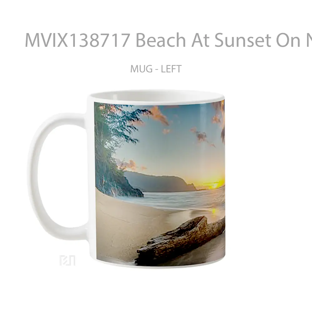 Mug Beach At Sunset On North Shore Of Kauai Gelas Pemandangan Alam - All-side / Desain