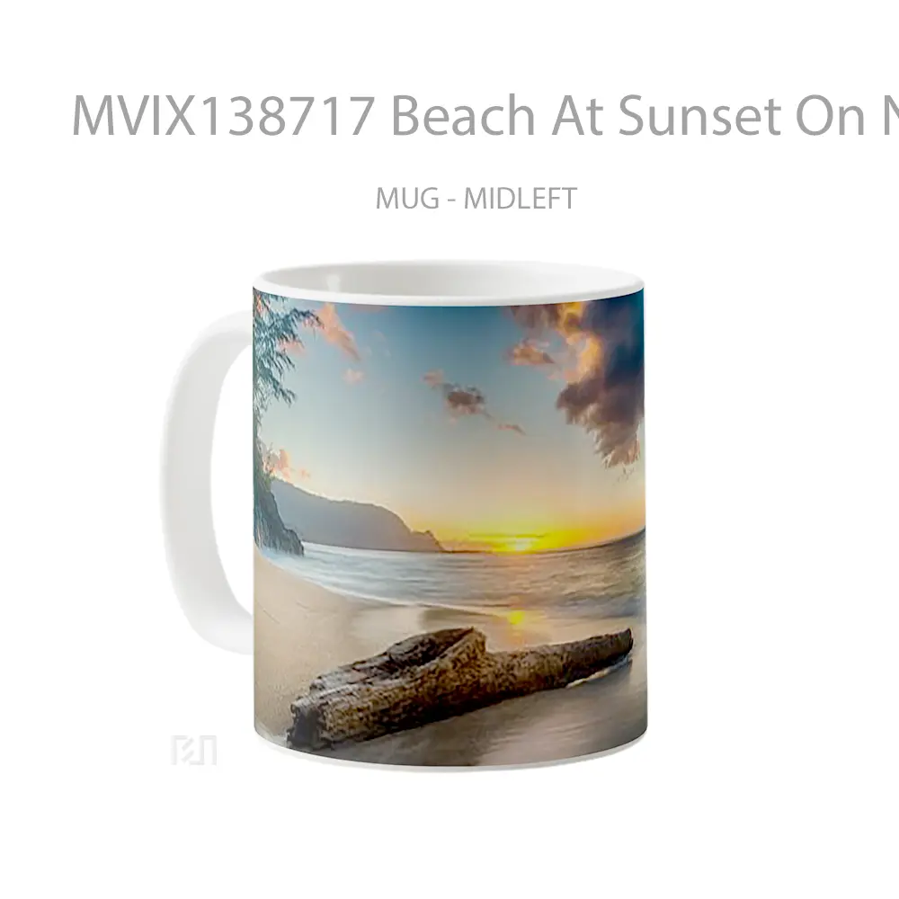 Mug Beach At Sunset On North Shore Of Kauai Gelas Pemandangan Alam - All-side / Desain