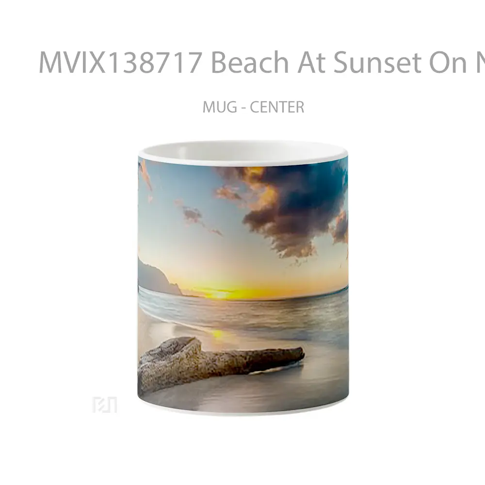 Mug Beach At Sunset On North Shore Of Kauai Gelas Pemandangan Alam