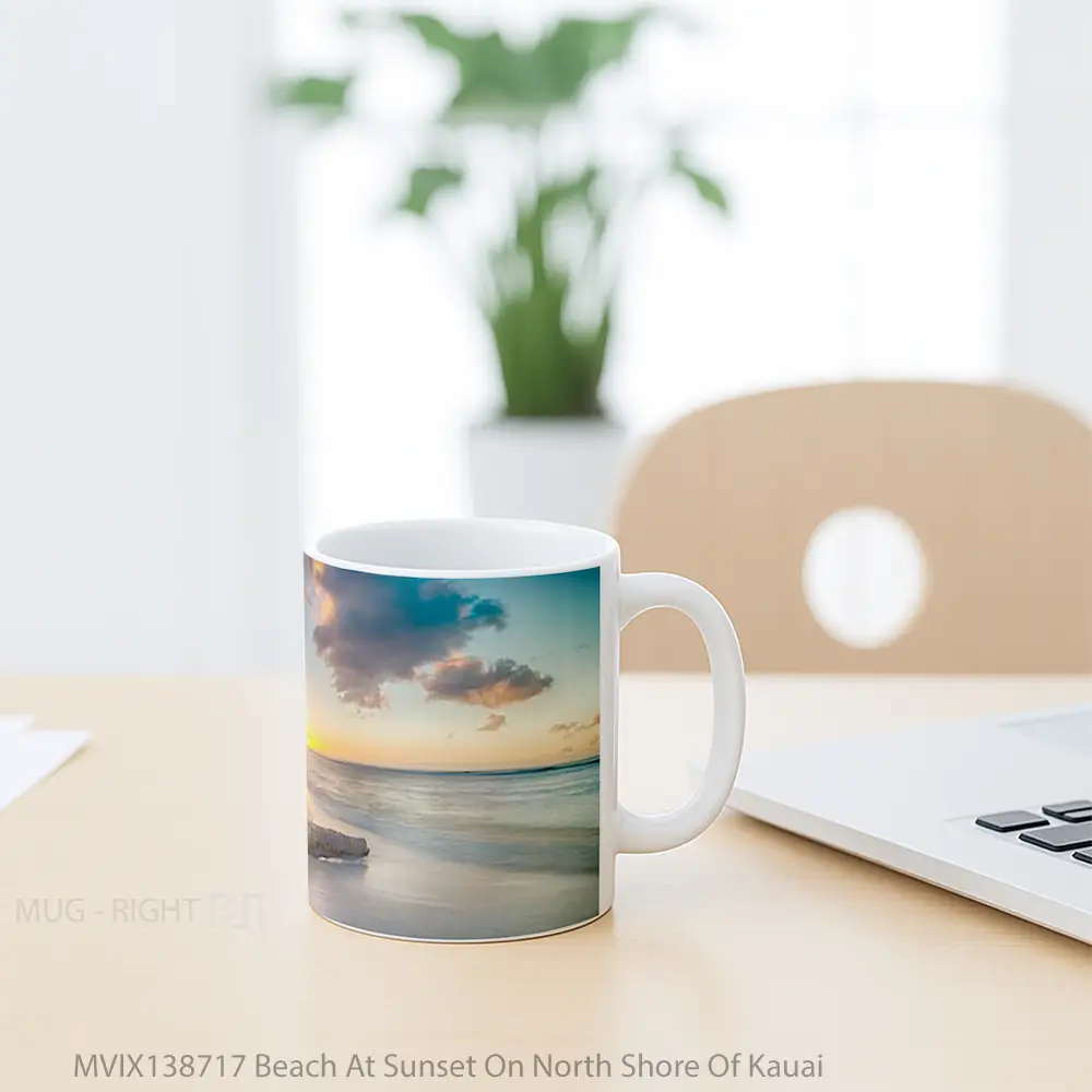 Mug Beach At Sunset On North Shore Of Kauai Gelas Pemandangan Alam - All-side / Desain