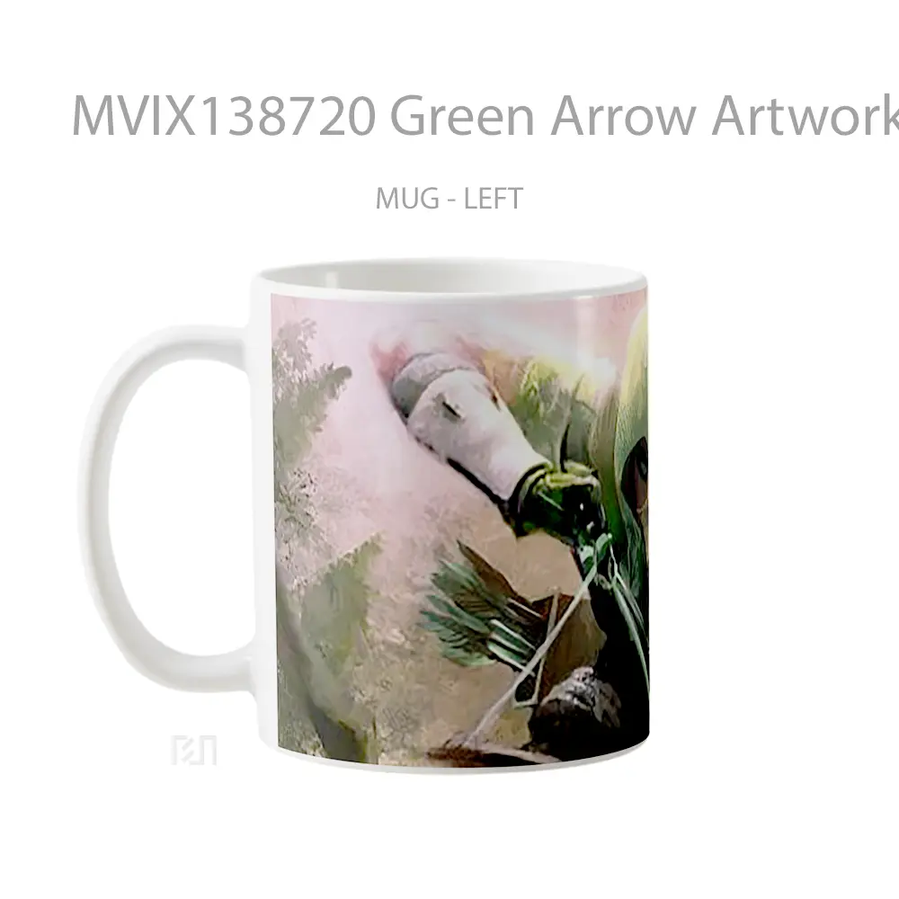 Mug Green Arrow Artwork Gelas Superhero - All-side / Desain