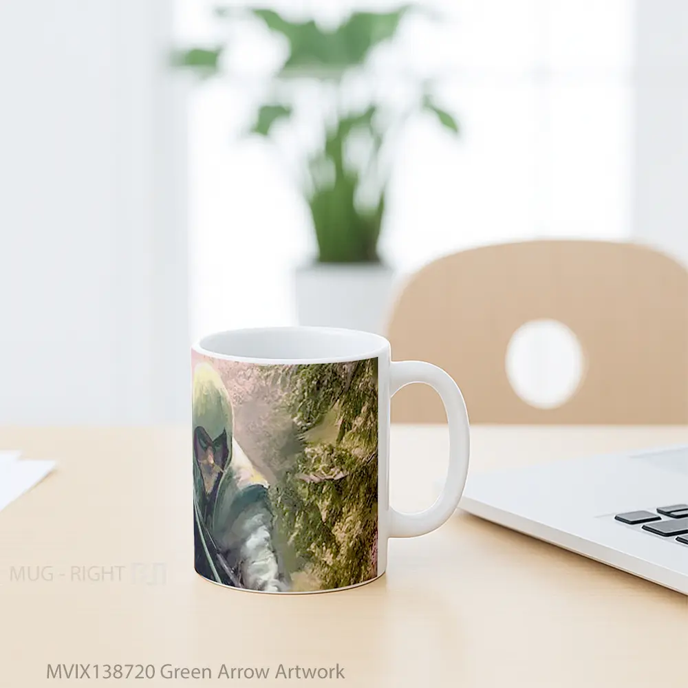 Mug Green Arrow Artwork Gelas Superhero - All-side / Desain
