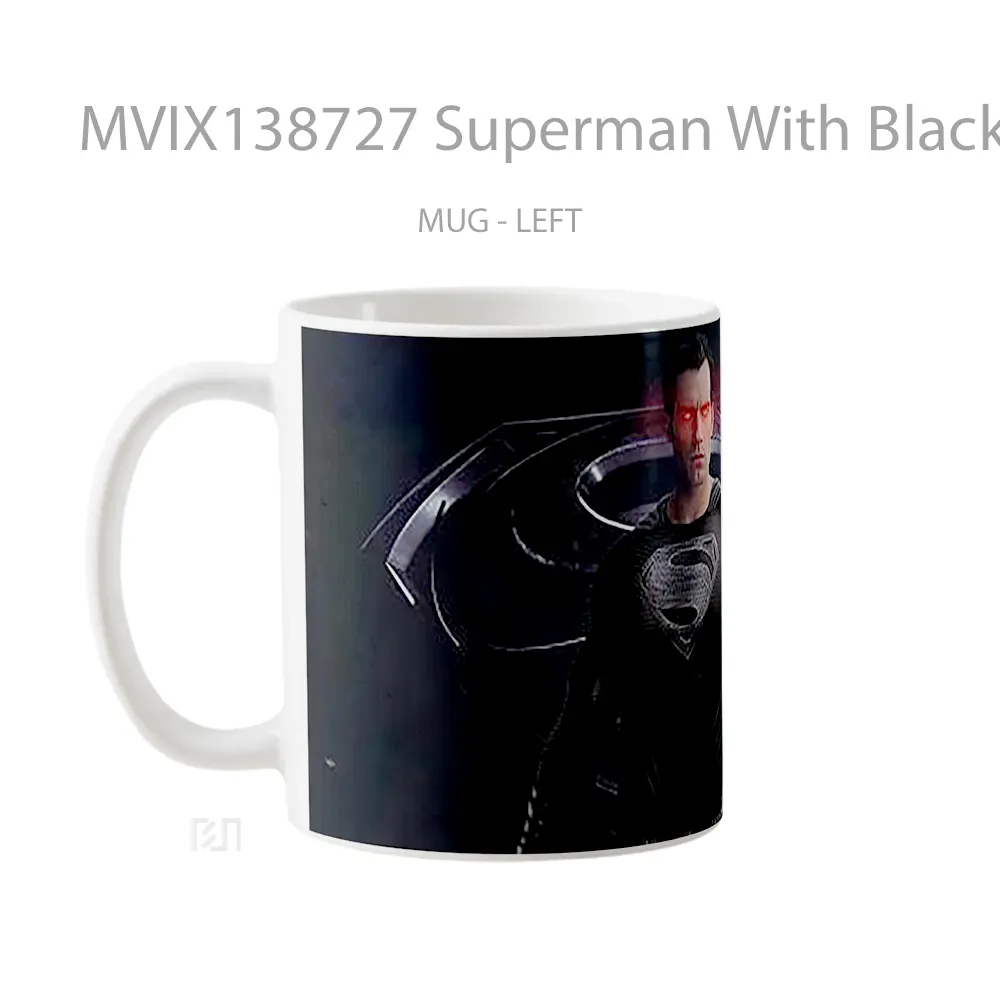 Mug Superman With Black Suit V1 Gelas Superhero - All-side / Desain