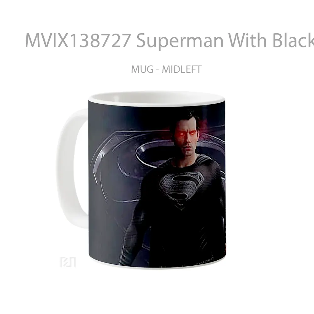 Mug Superman With Black Suit V1 Gelas Superhero - All-side / Desain
