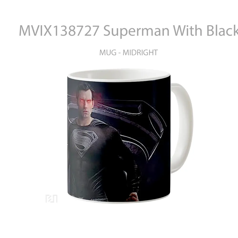 Mug Superman With Black Suit V1 Gelas Superhero - All-side / Desain