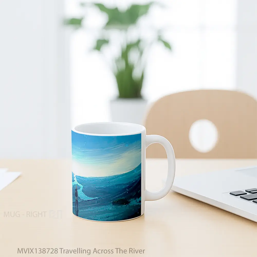 Mug Travelling Across The River Gelas Pemandangan Alam - All-side / Desain