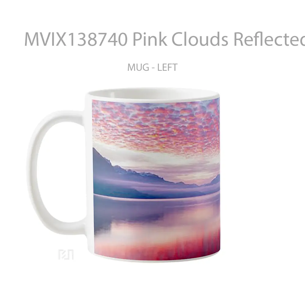 Mug Pink Clouds Reflected In Lake Gelas Pemandangan Alam - All-side / Desain