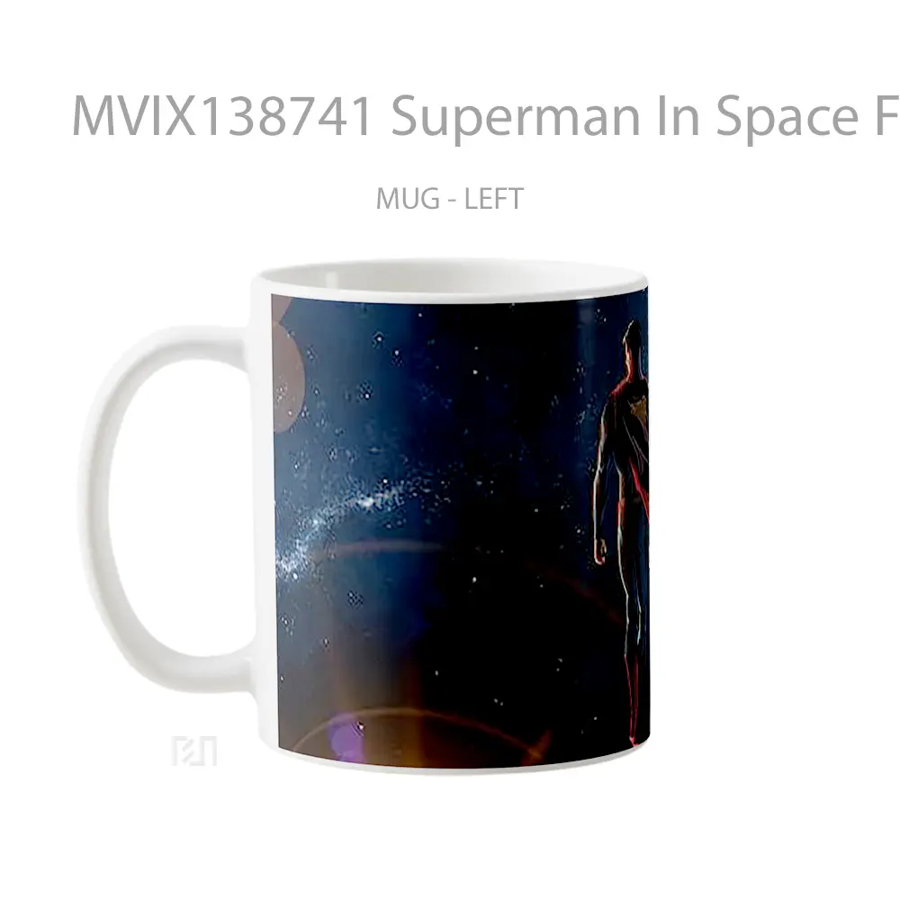 Mug Superman In Space Fanart Gelas Superhero - All-side / Desain