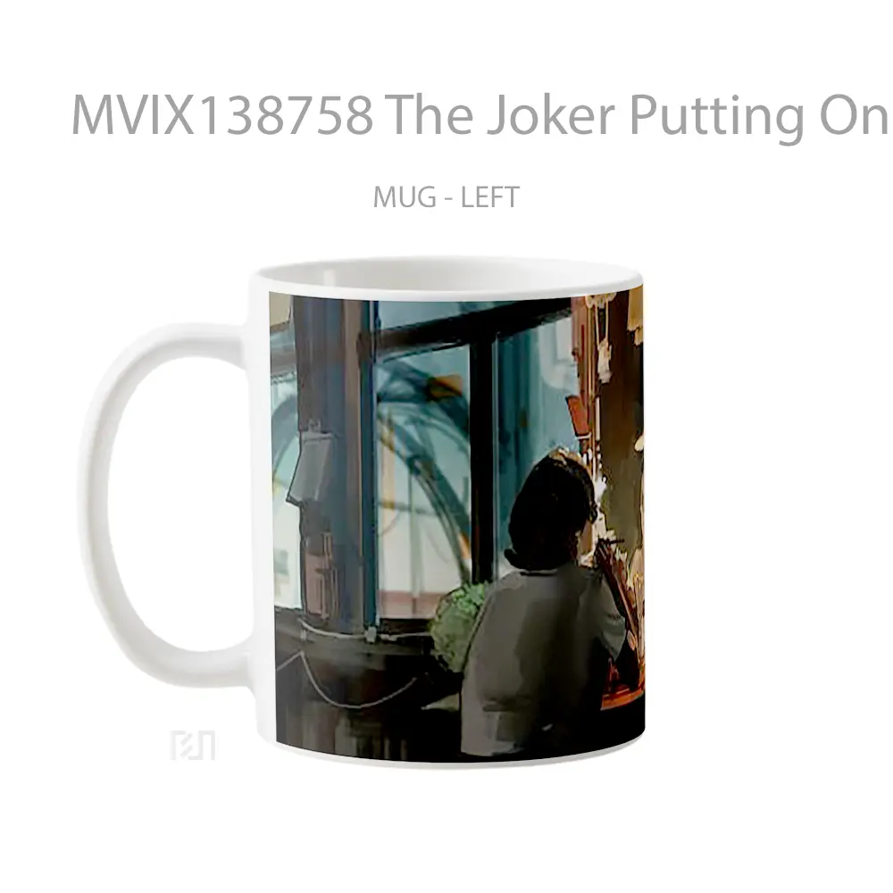 Mug The Joker Putting On Make Up Artwork Gelas Superhero - All-side / Desain