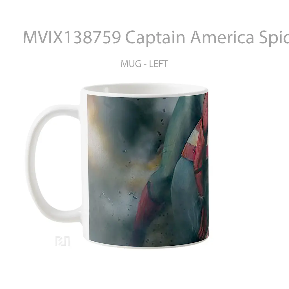 Mug Captain America Spiderman And Iron Man In Fight Gelas Superhero - All-side / Desain