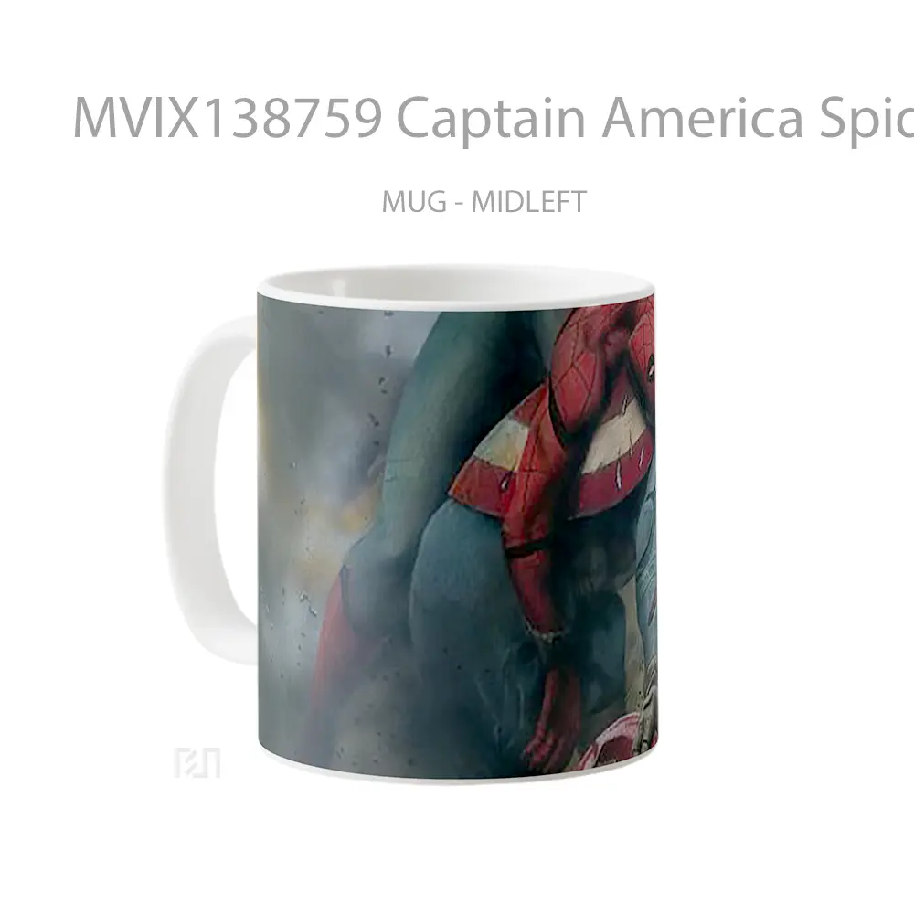 Mug Captain America Spiderman And Iron Man In Fight Gelas Superhero - All-side / Desain