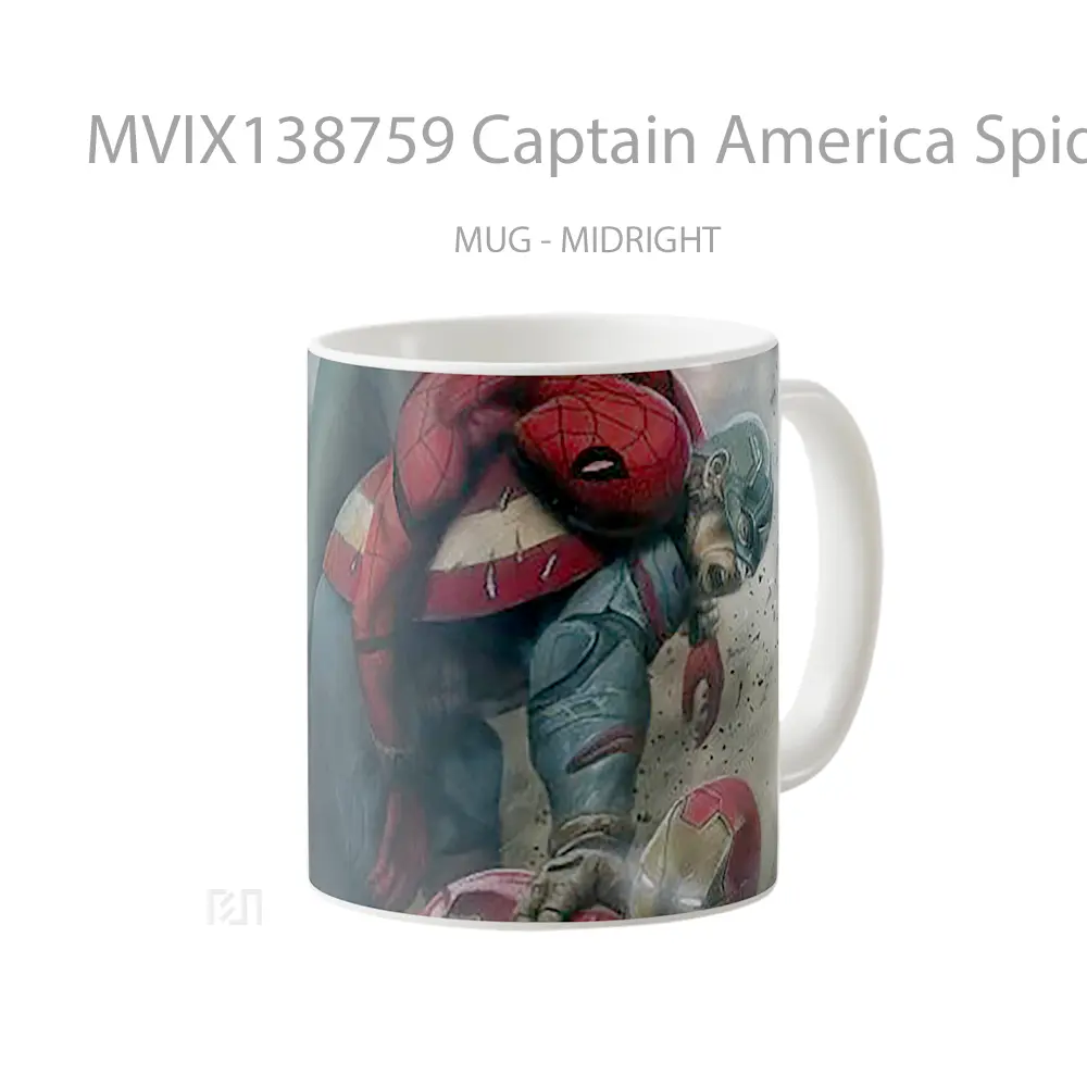 Mug Captain America Spiderman And Iron Man In Fight Gelas Superhero - All-side / Desain
