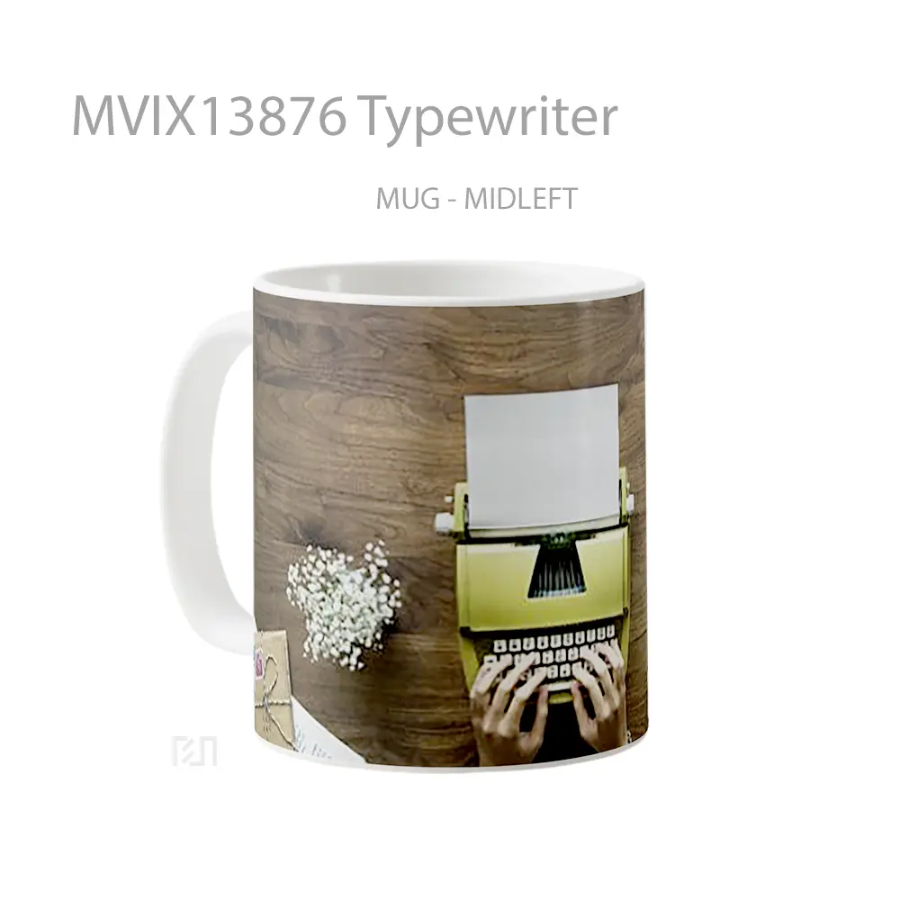 Mug Typewriter Gelas Keramik Unik - All-side / Desain